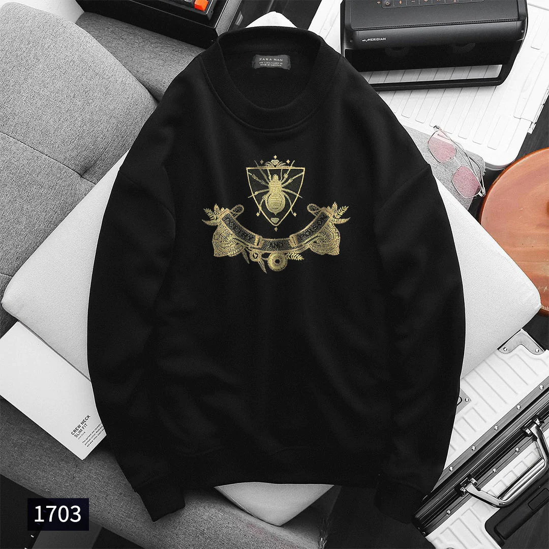 Z.M Men Embroidered Black Sweatshirt